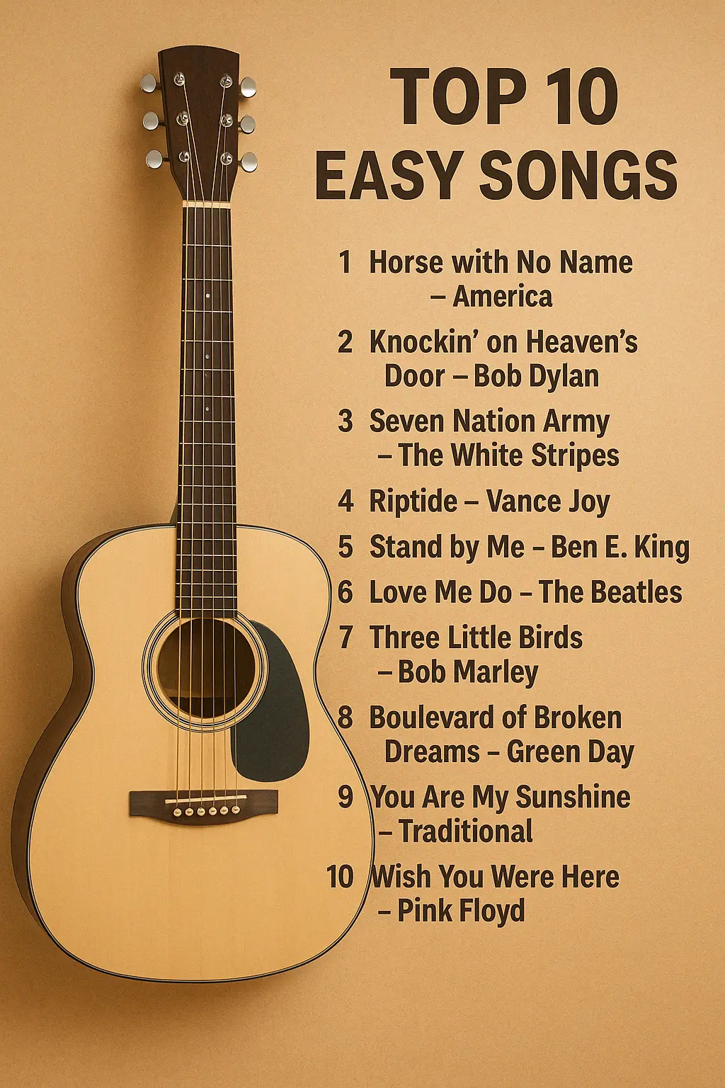 Top 10 Easy Songs for Beginners | Parkland Guitar Lessons